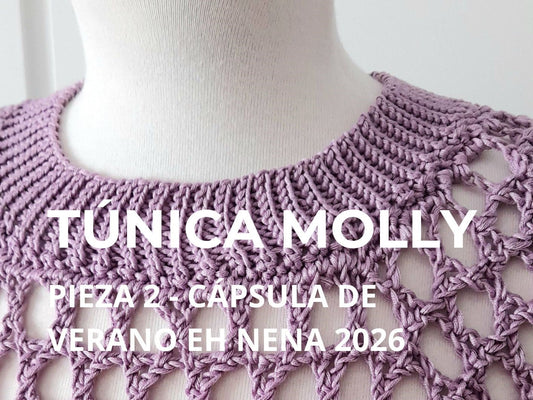 Diseño propio de la Túnica Molly a crochet en color malva tejida en punto aspa calado con algodón mercerizado