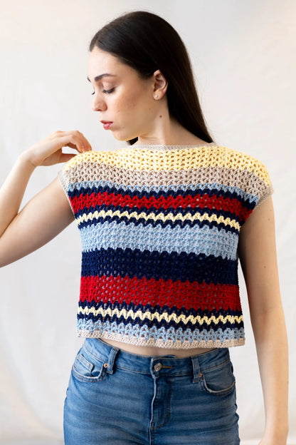 Vista brazo levantado cuerpo delantero del Jersey del Verano multicolor largo hasta cintura